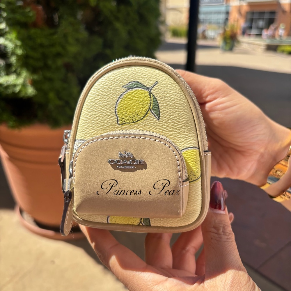 NWT Coach CAP03 Mini Court Backpack Bag Charm With Lemon